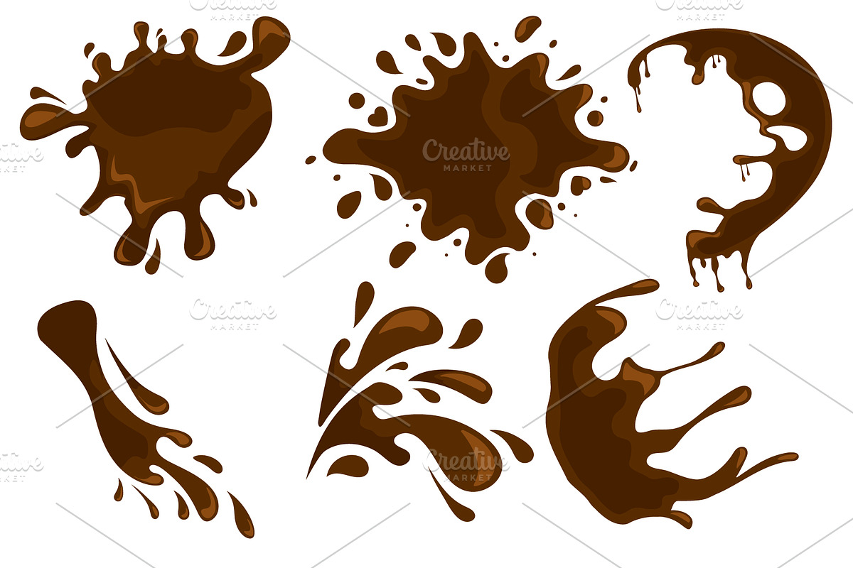 Coffee and Chocolate splashes Vector, a Food Illustration by Den Marty Studio