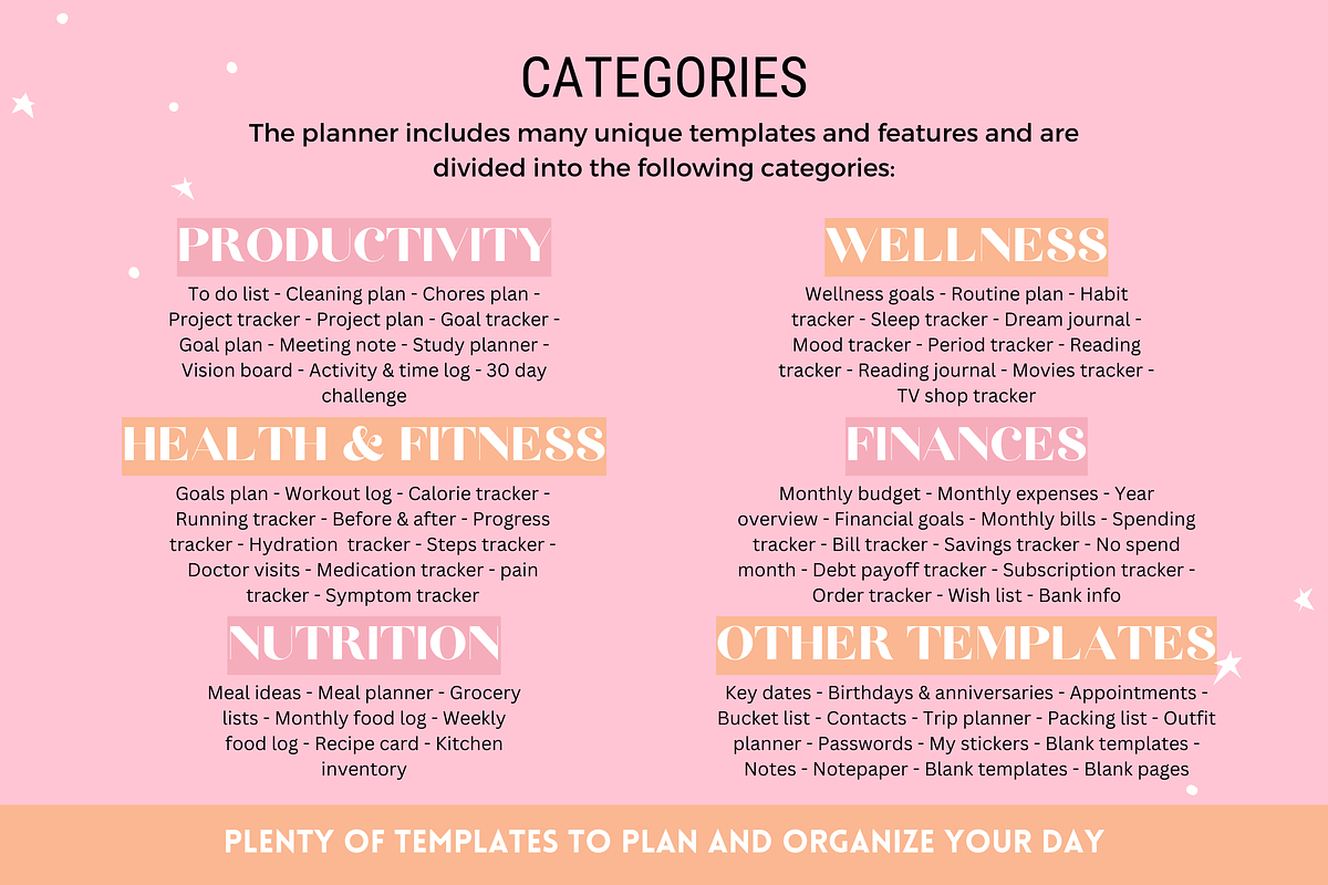 Cute Digital Life Planner 750+ pages, a Templates & Theme by SunshineStudioBoutique (Photo 4 of 9)