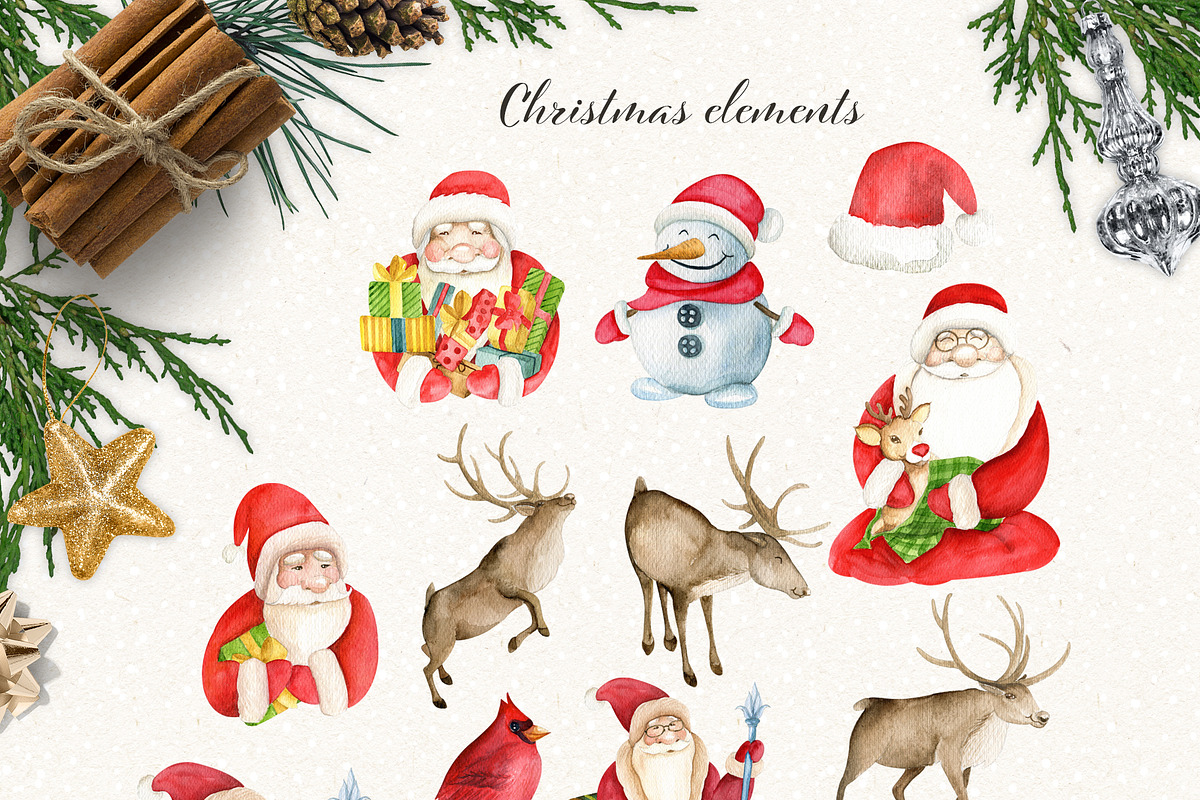 Christmas. Watercolor collection, a Decorative Illustration by JuliaBadeeva (Photo 5 of 9)
