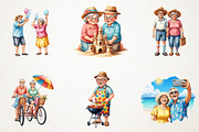 Funny Summer Old Couple Clipart, an Illustration by RobertsArt (Thumbnail 6 of 7)