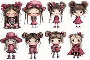 Whimsical Girl Clipart, an Illustration by OK Design (Thumbnail 2 of 6)