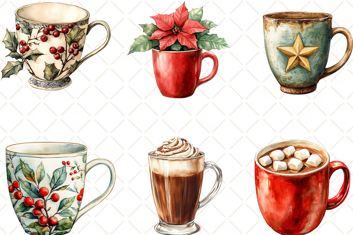 Cute Christmas Hot Cocoa Cup Clipart, an Illustration by Black Bird Studio (Photo 4 of 6)