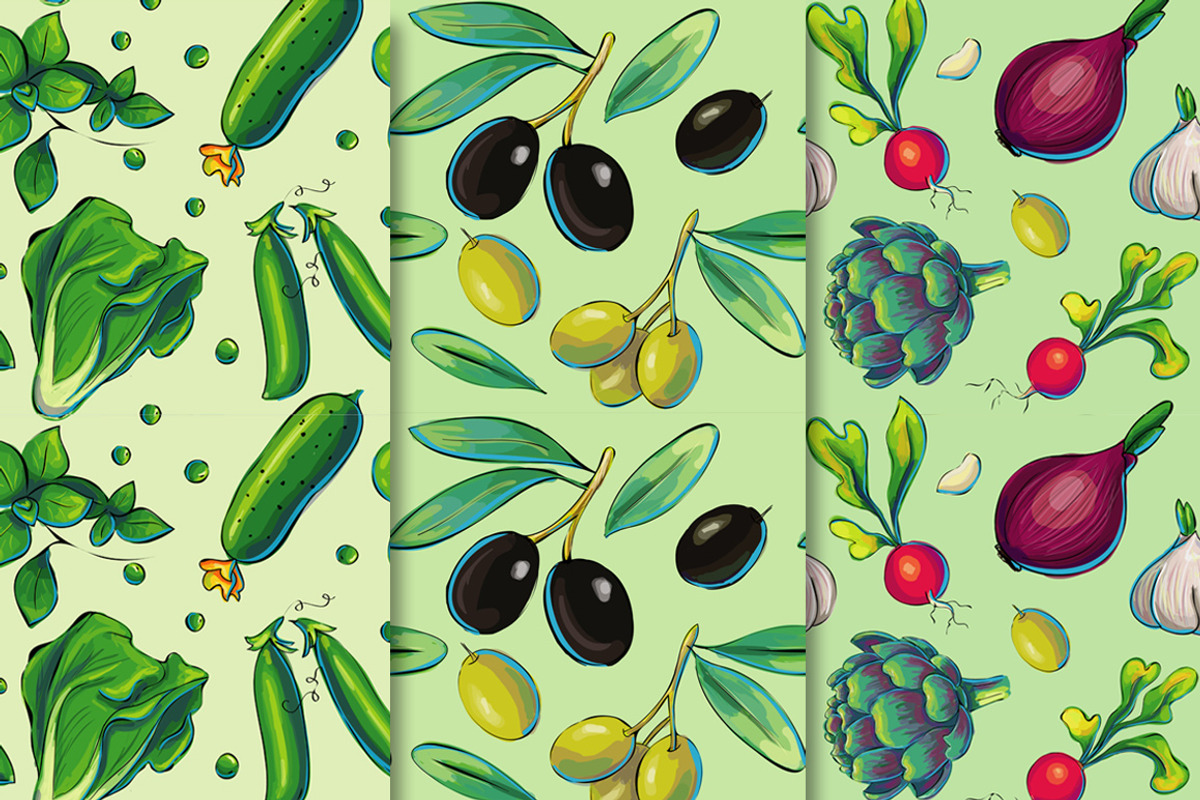 12 Grunge Vegetable Patterns, a Texture Graphic by Daria Volyanskaya (Photo 2 of 5)