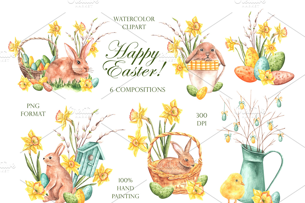 Easter traditions watercolor set., an Illustration by SabinaWatercolorArt (Photo 3 of 18)