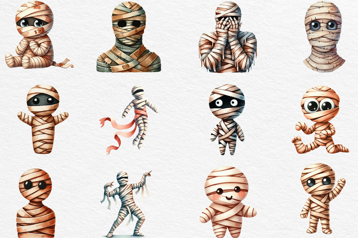 Minimalist Halloween Mummy Clipart, an Illustration by Black Bird Studio (Photo 4 of 6)