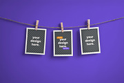 Three Photo Hanging with Pegs Mockup, a Product Mockup by Custom Scene (Thumbnail 1 of 5)