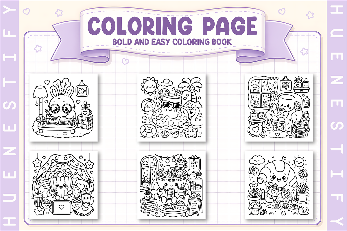 Foodie Cute Bold Easy Coloring Book, a Seasonal Illustration by HueNestify (Photo 3 of 4)