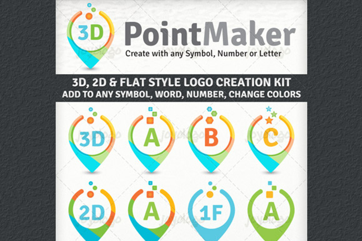 Flat 2D 3D Point Logo Maker Set, a Branding & Logo Template by joyologo (Photo 2 of 3)
