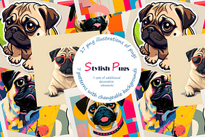 Pugs Clipart Set