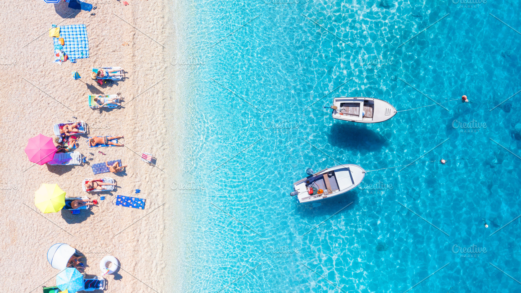 Seascape with boats. Aerial view, a Person Photo by Landscape and travel