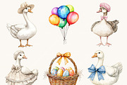 Watercolor Silly Goose Clipart, an Animal Illustration by SparkyDesignsUS (Thumbnail 3 of 8)