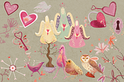 Valentine’s Day Folk Clipart, a Seasonal Illustration by FaliushViktoriaArtist (Thumbnail 1 of 11)