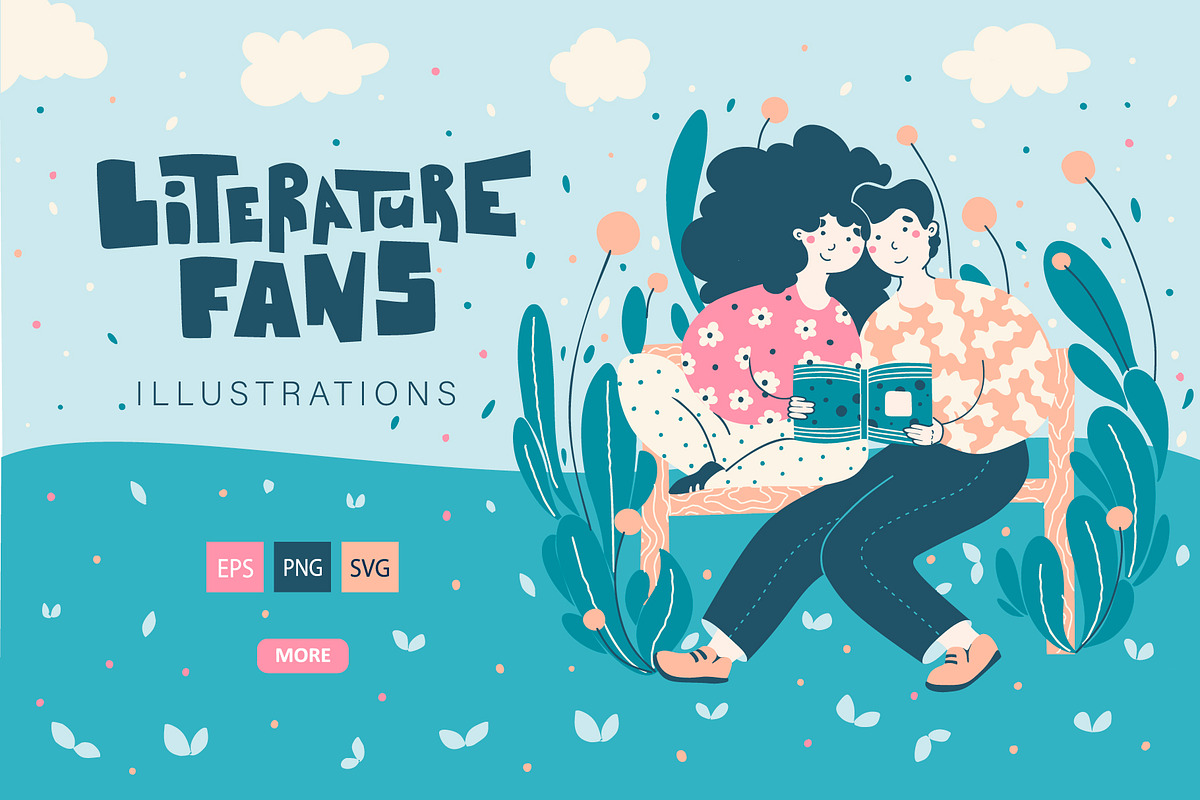 Literature Fans - cute illustration, an Education Illustration by LaVika (Photo 1 of 8)