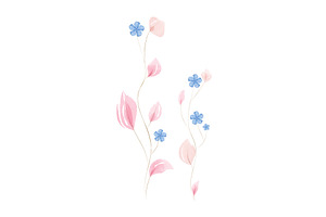 Soft watercolor pink leaves and, an Object Illustration by okskukuruza