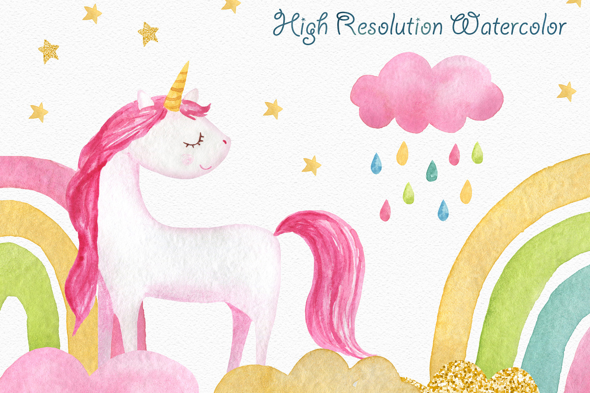 Baby Unicorns Watercolor Set, an Animal Illustration by LeMagiqueBoutique (Photo 4 of 5)