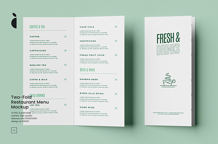 Restaurant Menu Mockup Two Fold