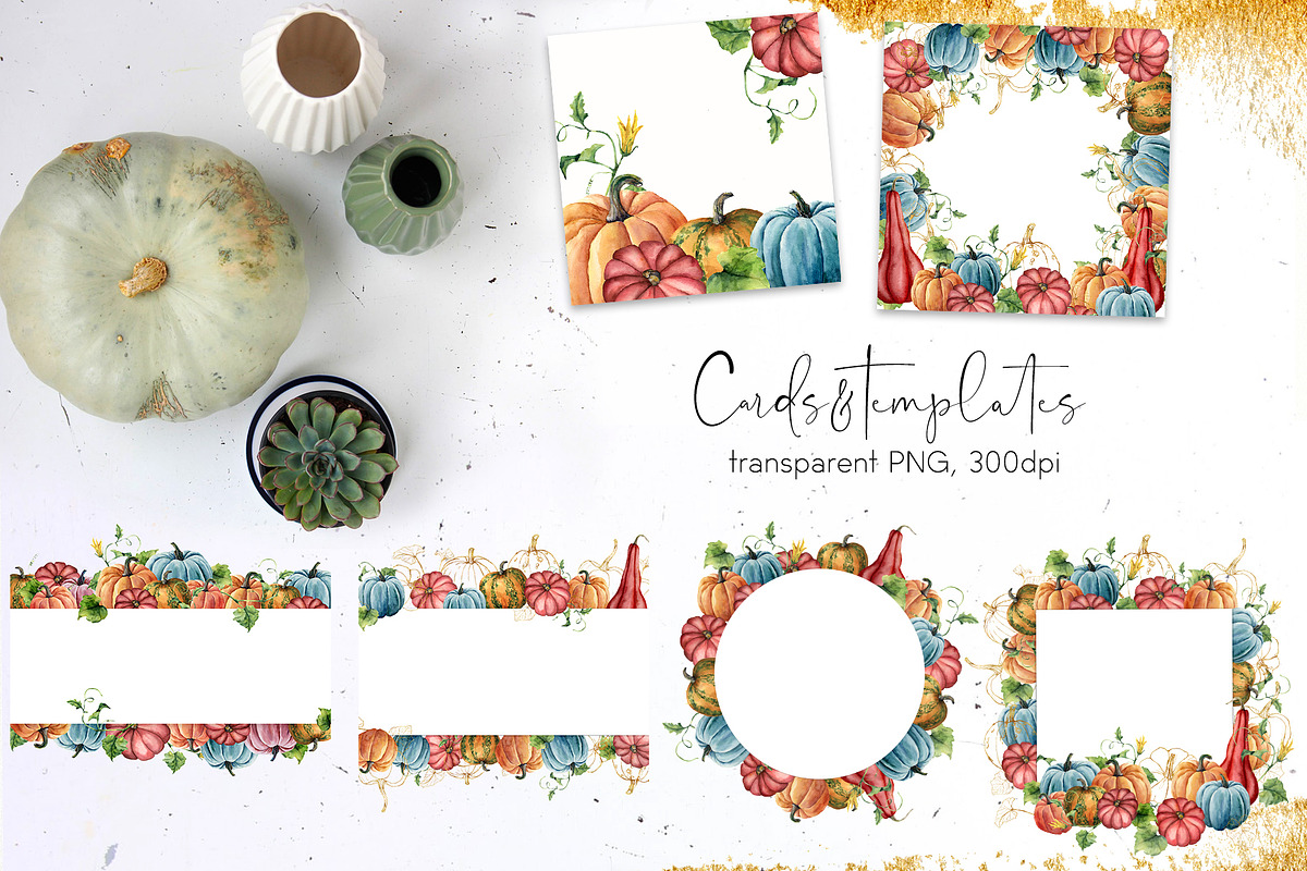 Pumpkins Watercolor pumpkin clipart, a Seasonal Illustration by Yuliya Derbisheva (Photo 8 of 11)