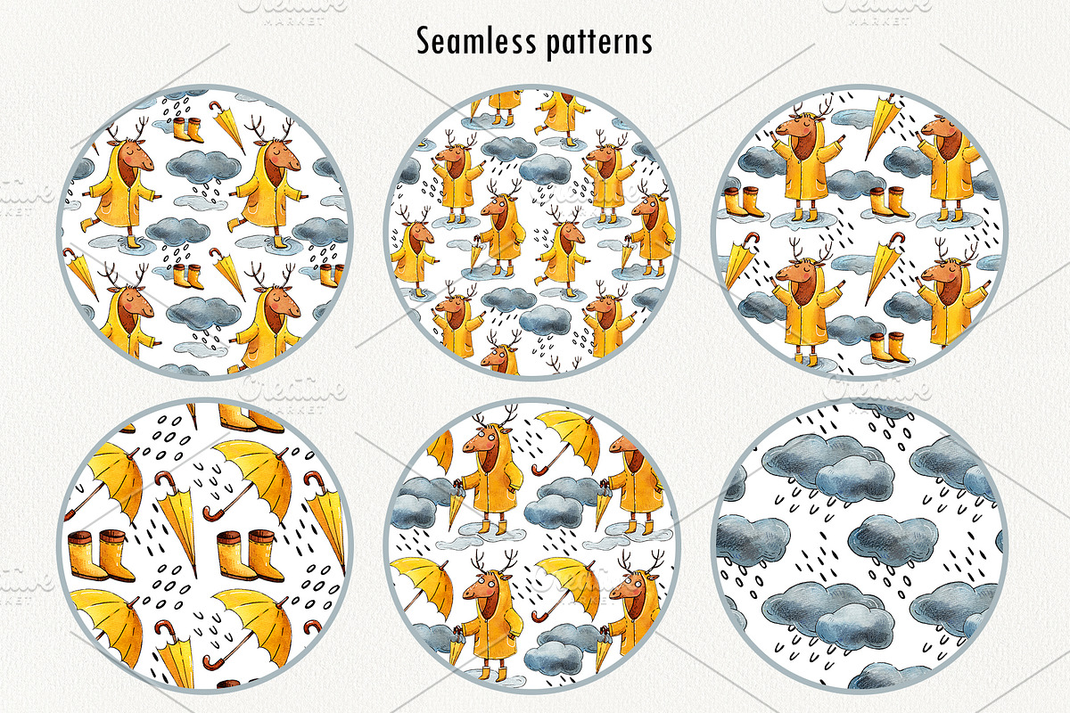 Rainy Mood set, an Animal Illustration by Ekaterina Goncharova (Photo 3 of 5)