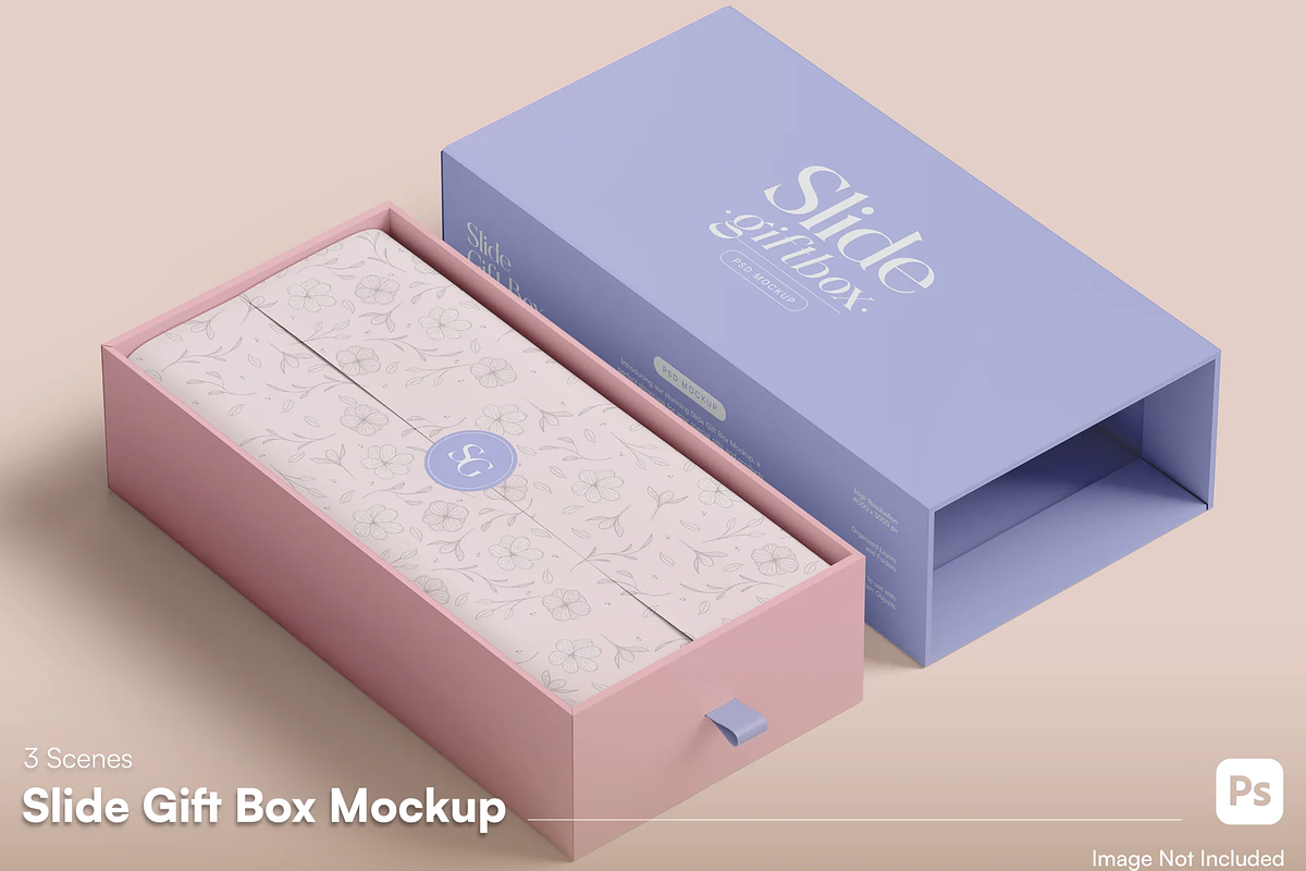 Gift Box Mockup - Ribbon & Shadow, a Product Mockup by graphicsauce (Photo 4 of 4)
