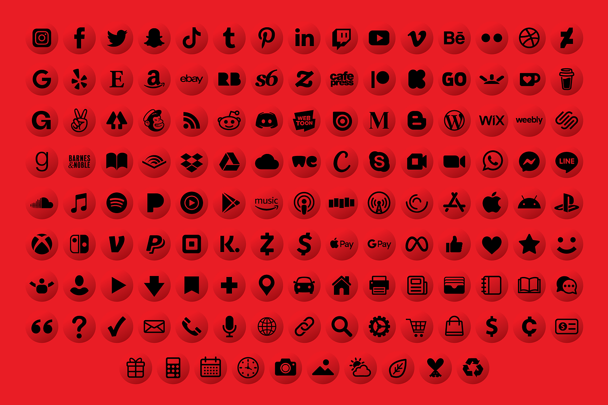 Red Circle Social Media Icons Set, an Icon by Running With Foxes (Photo 8 of 9)