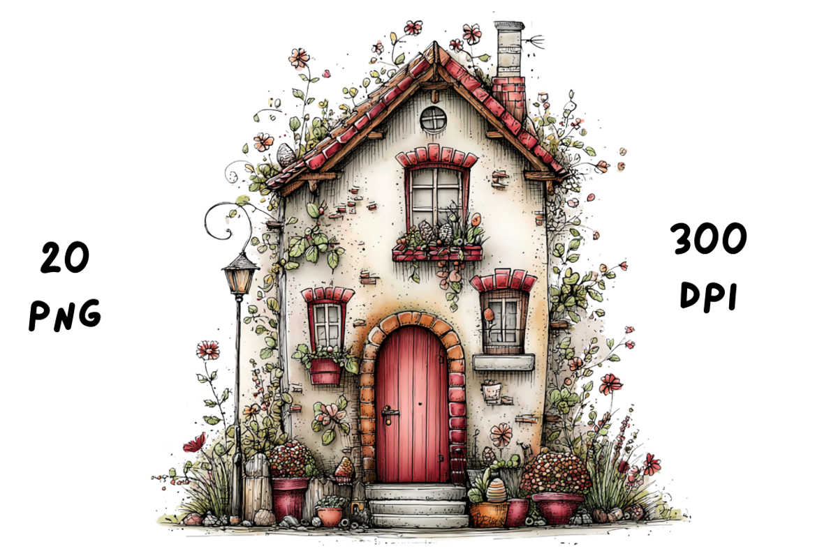 Whimsical Floral Spring House, a Seasonal Illustration by GiraffeCreative (Photo 2 of 20)