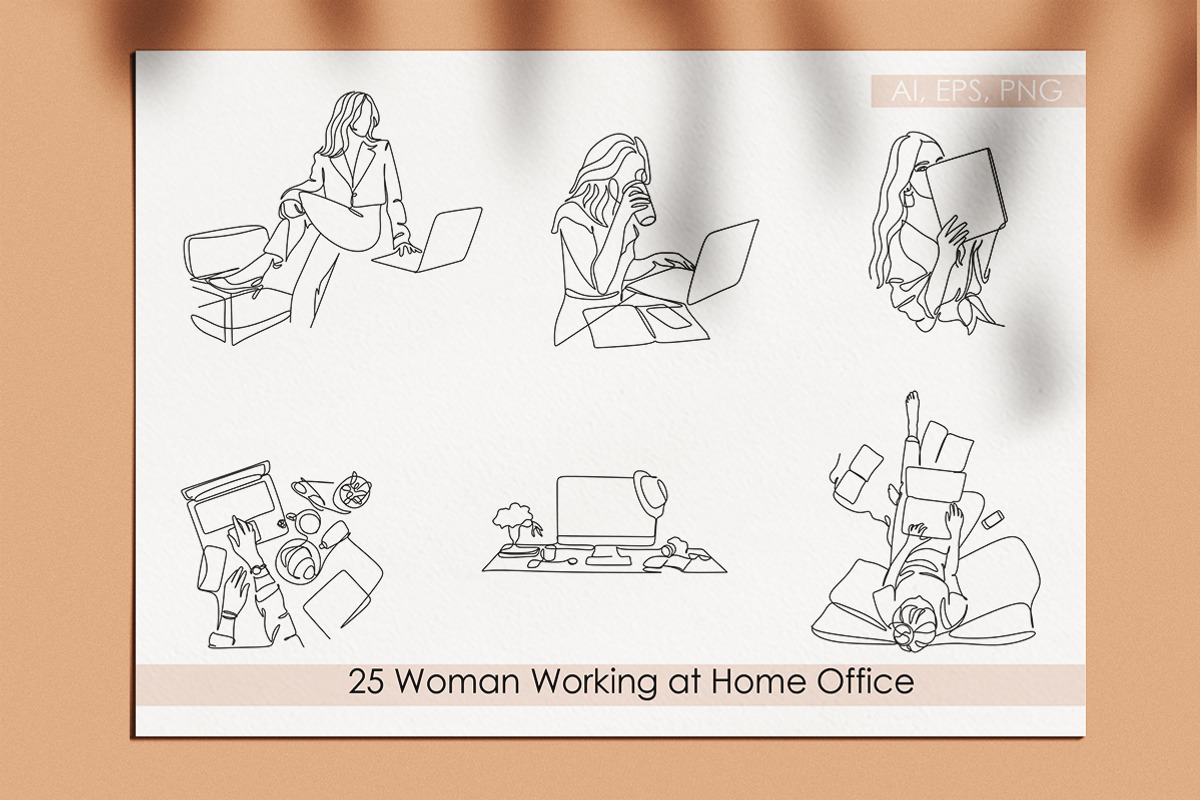 Woman Working at Home Office, a Branding & Logo Template by velychko.ua (Photo 6 of 12)