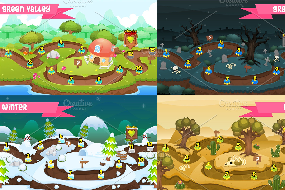 Game Level Map Pack 2, an Illustration by pzUH (Photo 2 of 7)
