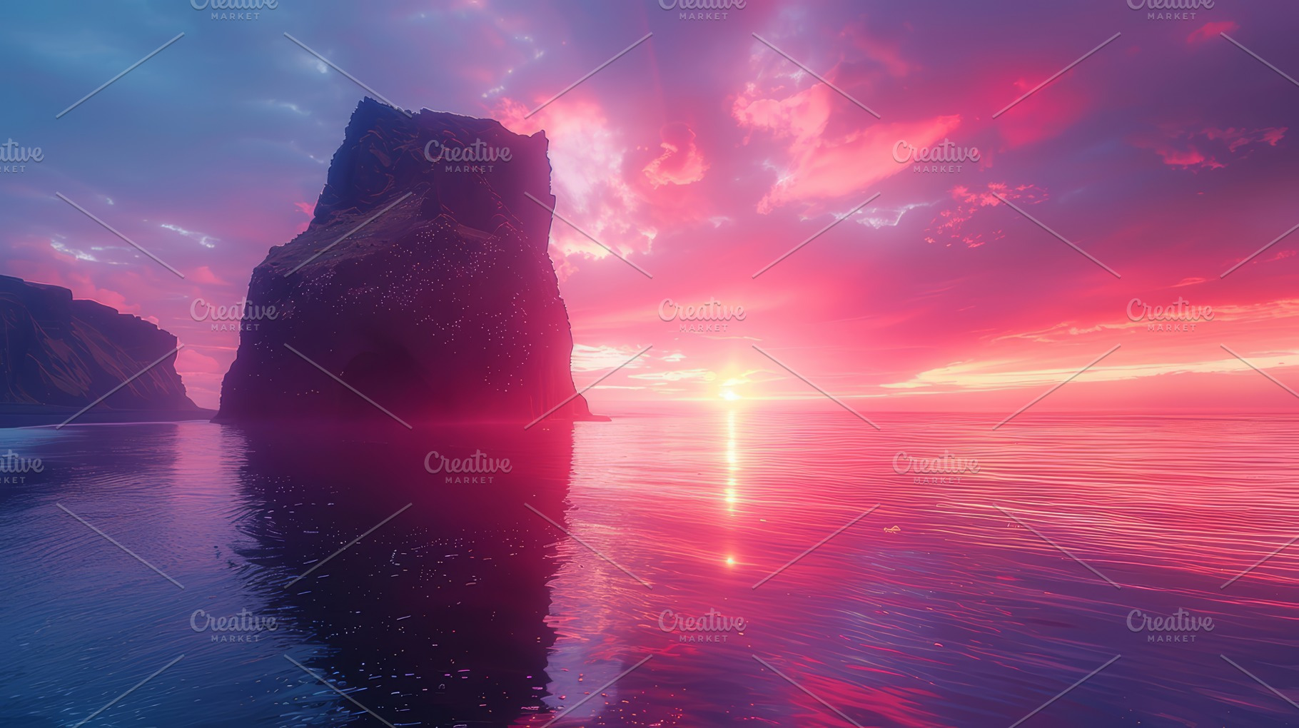 Majestic Sunset View at Hvitserkur, Iconic Rock Formation in a Serene Sea, a Photo by AS photostudio