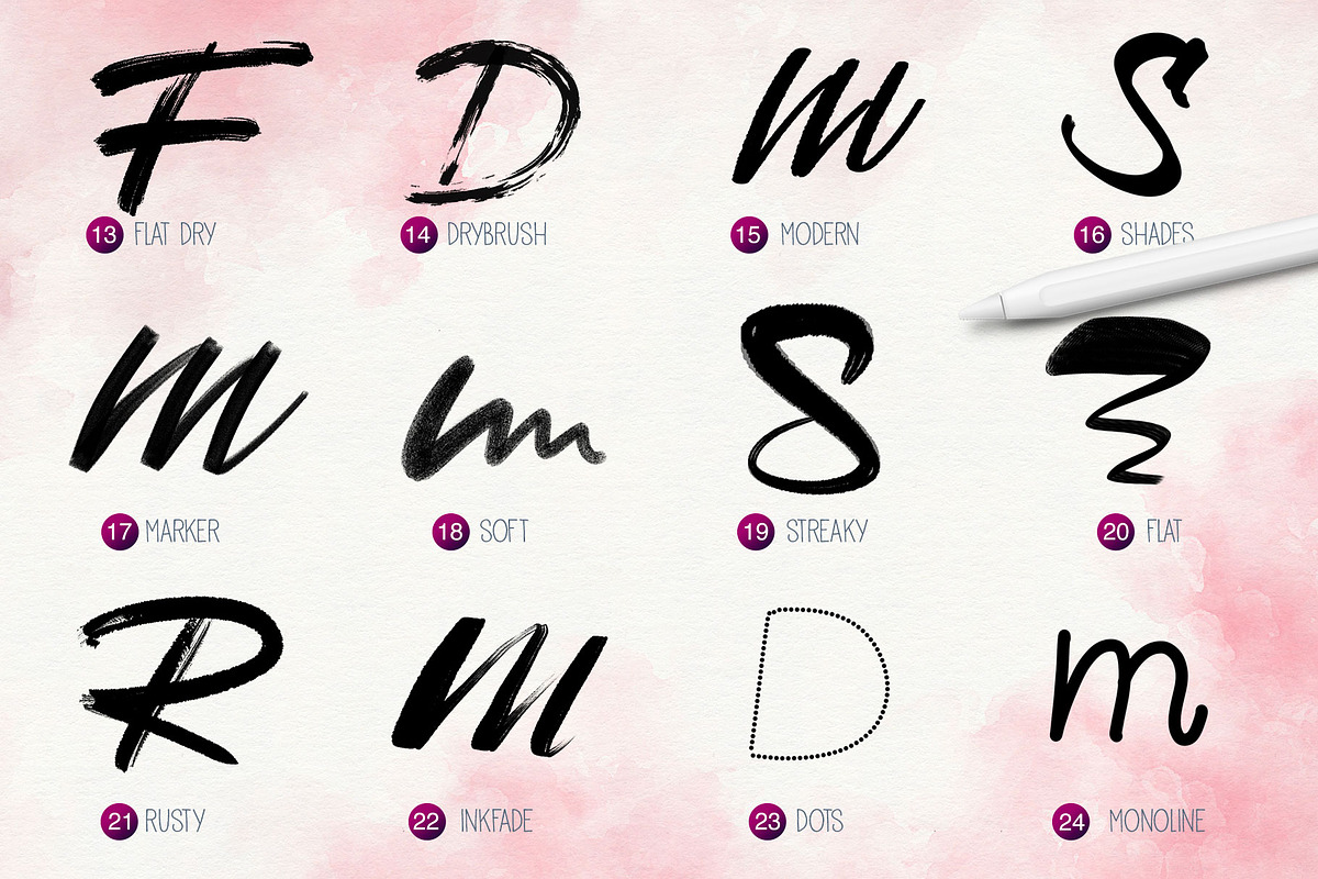 Procreate 5 Lettering Brushes, a Brush Add-On by RadekBroz (Photo 5 of 10)