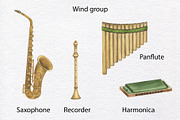 Musical Instruments Watercolor Set, an Education Illustration by KathrineWatercolor (Thumbnail 3 of 9)