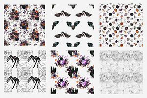 Halloween Watercolor Floral Clipart