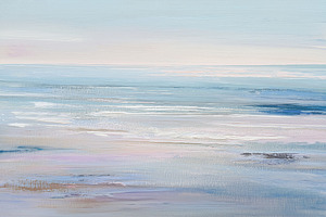 Abstract seascape painting with calm ocean waves and soft pastel, a Decorative Illustration by Studio ANNA