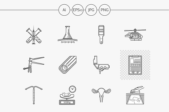 Obstetrics Flat Line Vector Icons