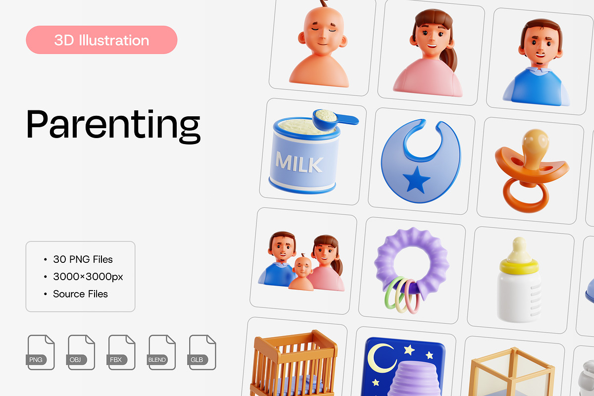 Parenting 3D Icon Set, a Furniture 3D Model by Eklip Studio (Photo 1 of 3)