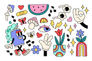 Retro stickers in groovy style set, a Decorative Illustration by PaperTrident (Thumbnail 4 of 8)