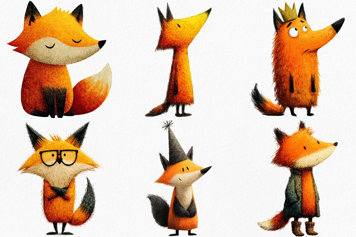 Watercolor Quirky Fox Clipart Bundle, an Illustration by Canvas Craft (Photo 4 of 8)