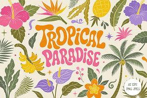 Tropical Paradise Summer Clipart, a Seasonal Illustration by Hanna's ArtLab