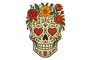 Sugar Skull Wall Art Day of the Dead, a Background Graphic by LaseredNinja