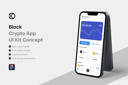 Block - Crypto App UI Kit, an UI Kit Template by iDoodle Studio