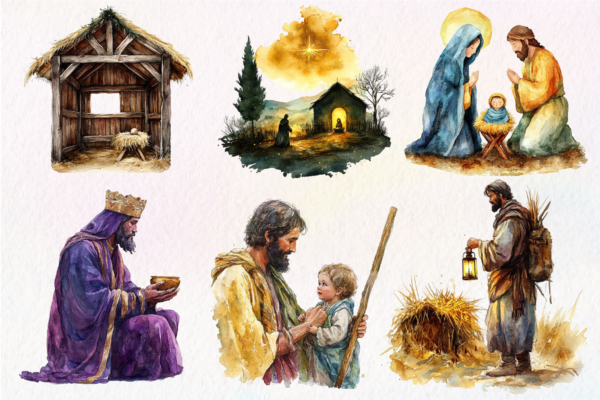 Christmas Nativity Sublimation Clipa, an Illustration by Dream Creation (Photo 3 of 6)
