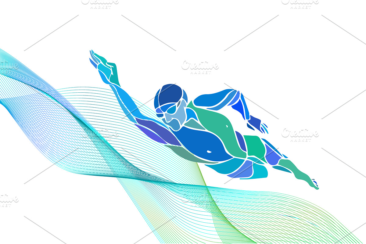 Swimmer silhouette vector, a Healthcare Illustration by Kluva's Wavy Silhouettes