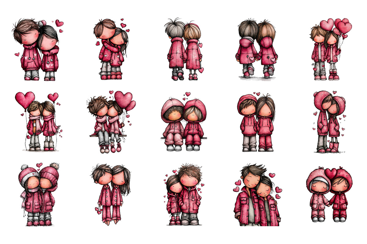 Valentines Couple Clipart, an Illustration by SinaCreation (Photo 2 of 11)