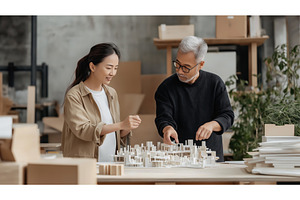 Asian architects collaborate on a, an Architecture Photo by Sergey Kotenev