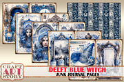 Delft Blue Witch Junk Journal Pages, a Person Illustration by CraftArtStory (Thumbnail 4 of 5)