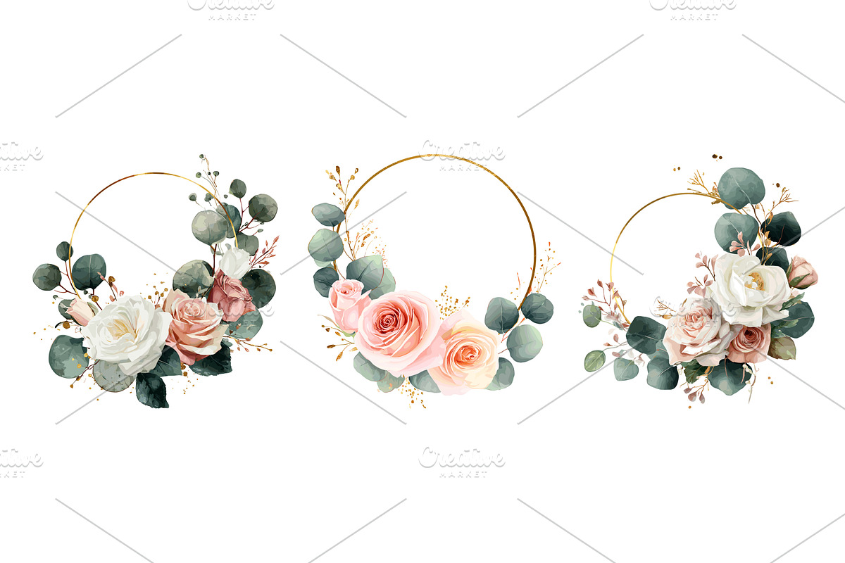 Watercolor floral frame. Flowers, an Illustration by Stock-Smart-Start