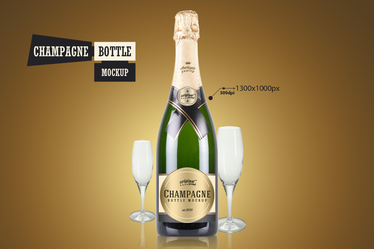 Champagne Bottle - Mockup, an Advertising Mockup by VectorMedia