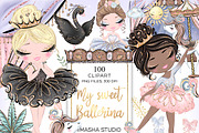 Ballerina Hand Drawn Clipart, a Decorative Illustration by Masha  Studio (Thumbnail 2 of 8)