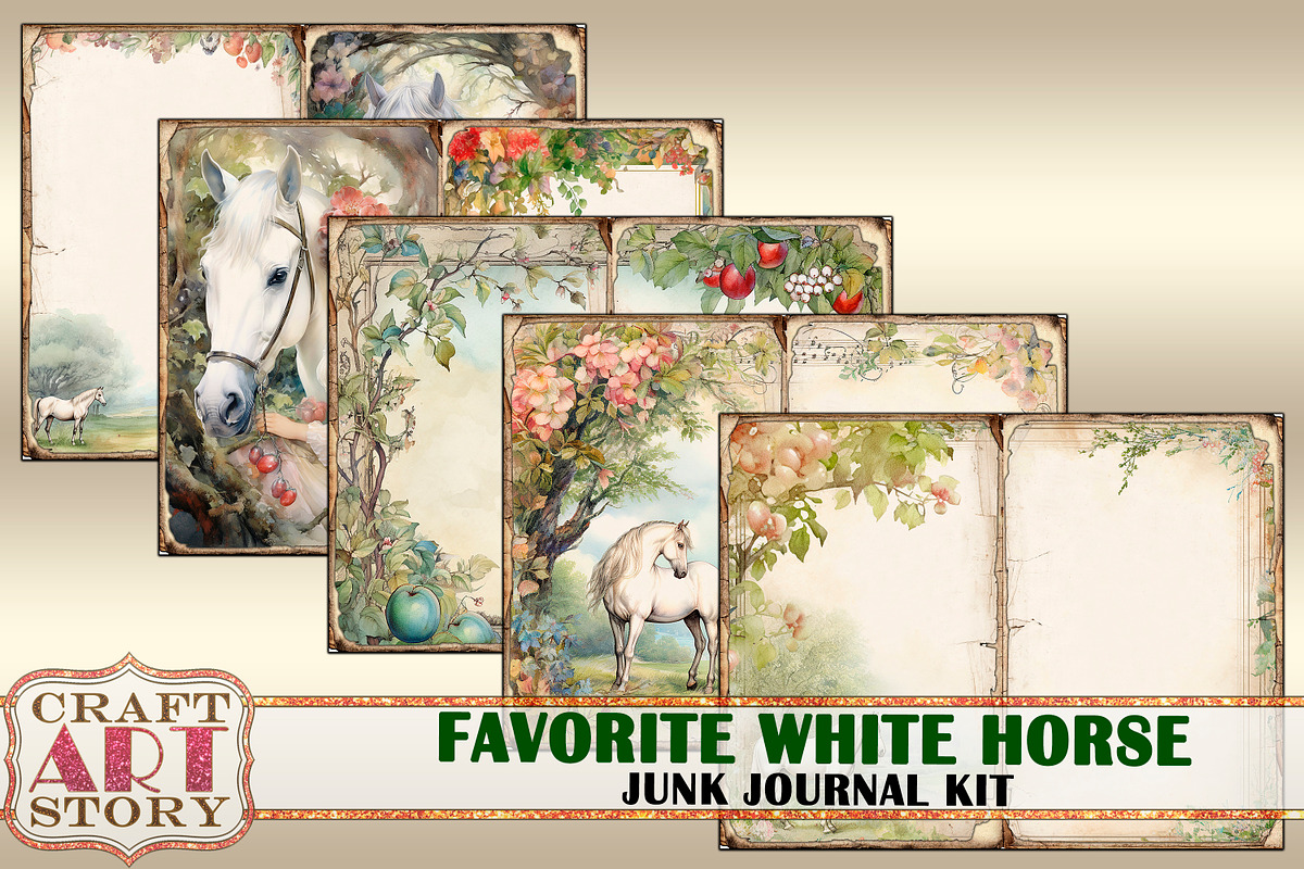 Favorite white horse junk journal, an Animal Illustration by CraftArtStory (Photo 2 of 4)