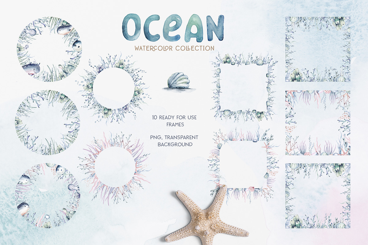 Ocean watercolor set, an Animal Illustration by Peace ART (Photo 10 of 12)
