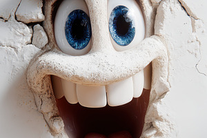 Happy face breaking through cracked, a Photo by Pixeness Studio